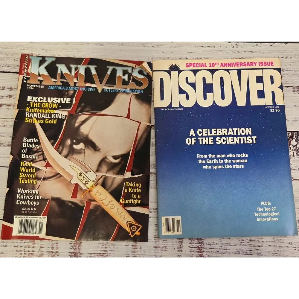 Vintage Magazine Lot 5 Discover National Lampoon Knives Bicycle Guide 1990s